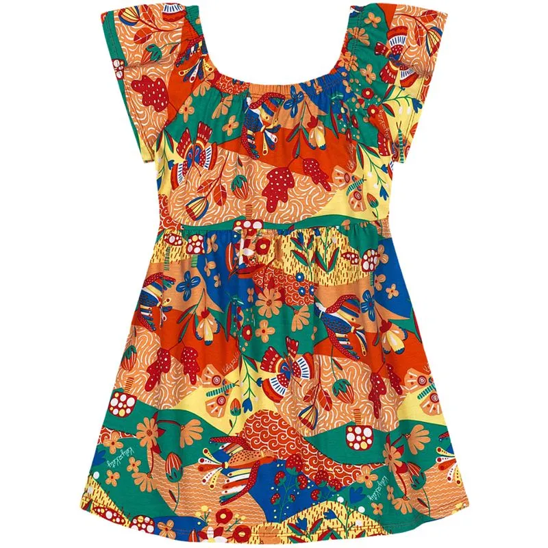 Vestido Kely Kety Juvenil Menina Verão com Estampa Colorida 10/16 - 50983-VERMELHO-10