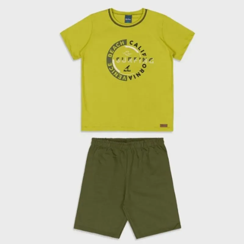 Rei Rex Conjunto Camiseta Malha e Bermuda Verde