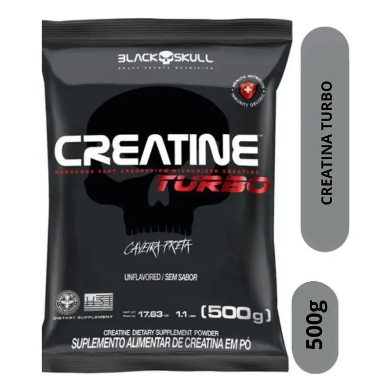 10x Creatina Turbo Refil 500 G Black Skull