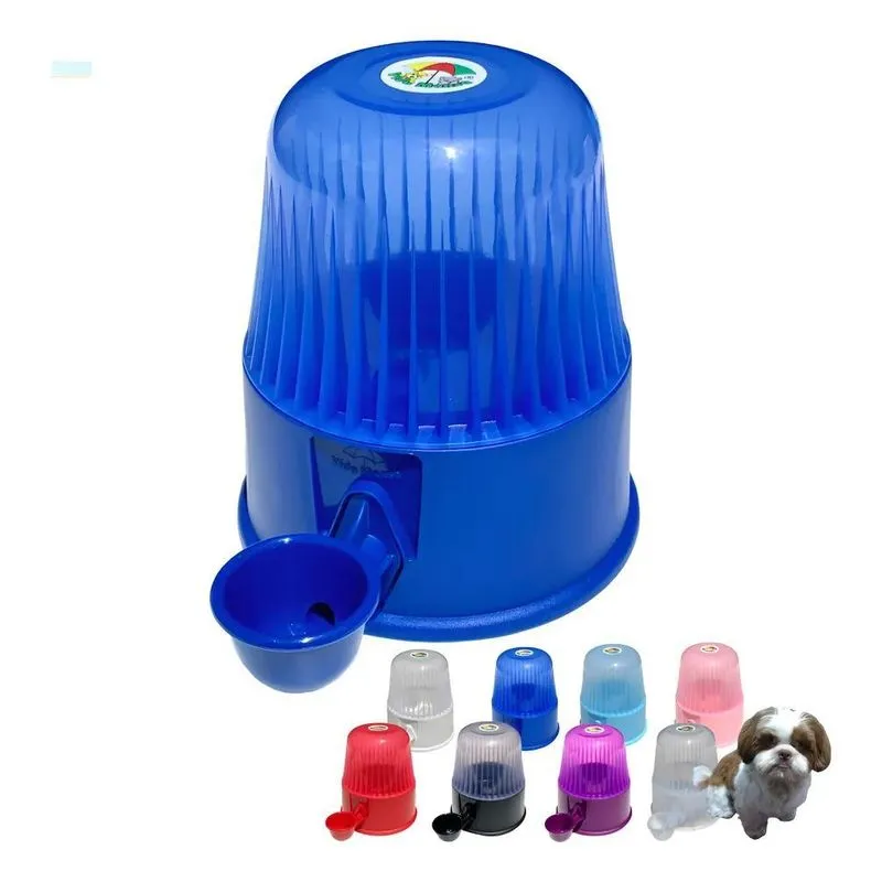Bebedouro Pelos Longo Shih Tzu Cães Gato Raça Peq Azul Eascu