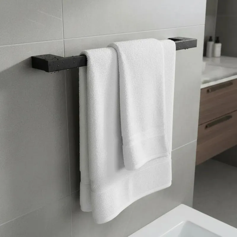Porta Toalhas 30cm Toalheiro Preto Fosco Aço Inox
