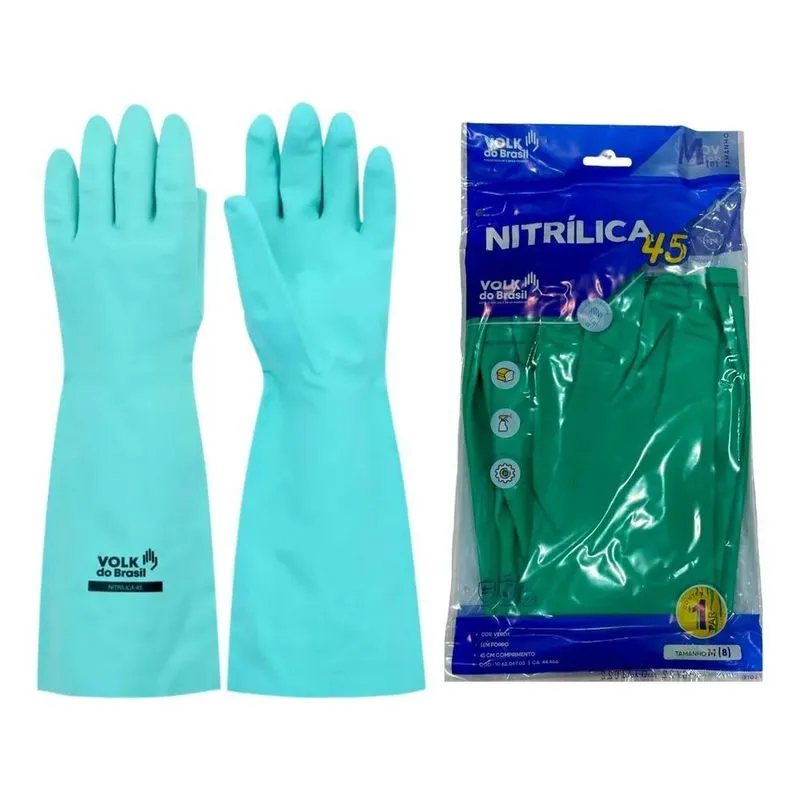 3x Luva Nitrílica Verde Cano Longo 45cm Produtos Químicos