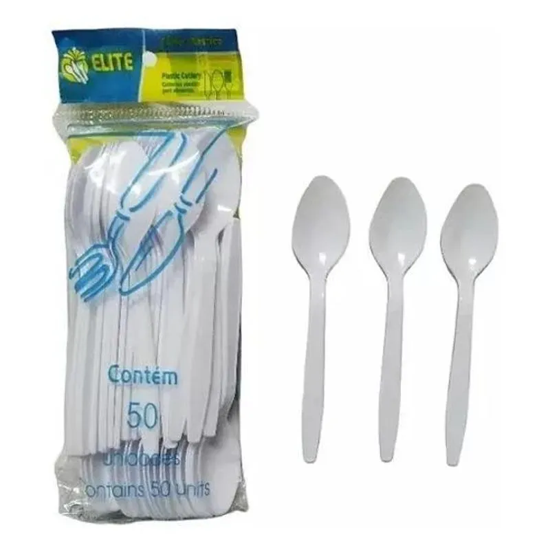 10x Colher Sopa Descartável Resistente 16,5cm 200un.