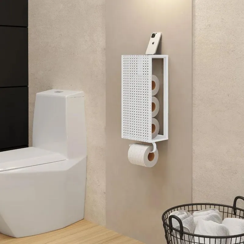 Porta Papel Higiênico De Parede Em Aço Estilo Indus Branco