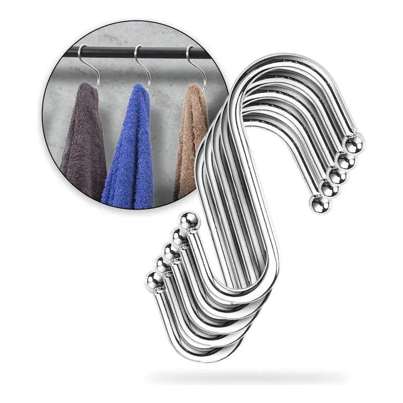 Kit 10 Ganchos Aço Inox Cozinha Barra Utensilios Roupa 5kg