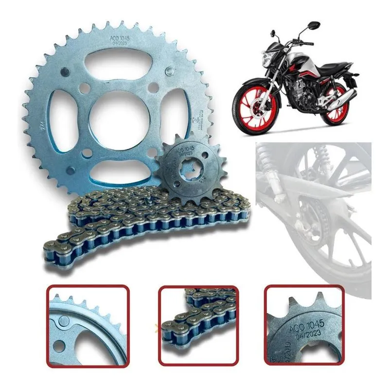 3x Kit Relaçao Cg Titan 160 Fan 160 Start Aço 1045 Com Inmet