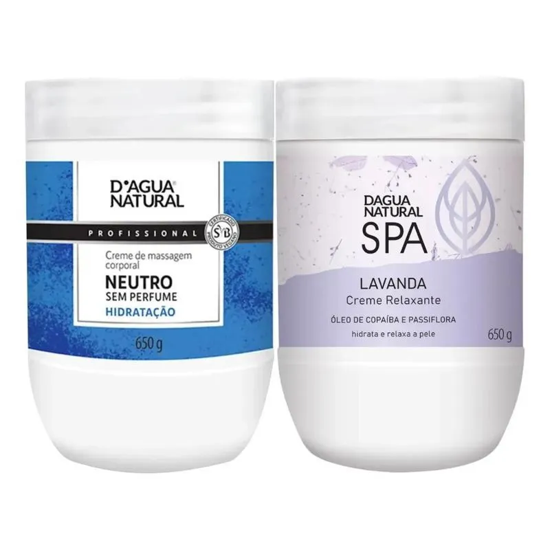 3x Creme Massagem Spa Lavanda E Creme Neutro 650g Dagua Natu