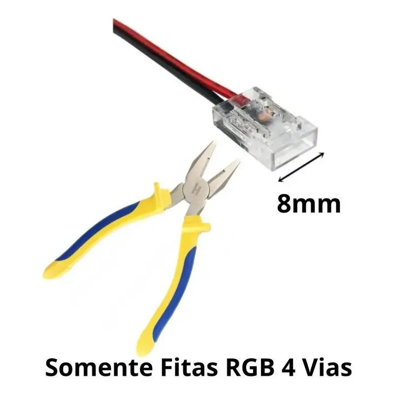 Kit Conectores Tiras Encaixe Fita Led Cob 12v 18w Com 05 Gaya