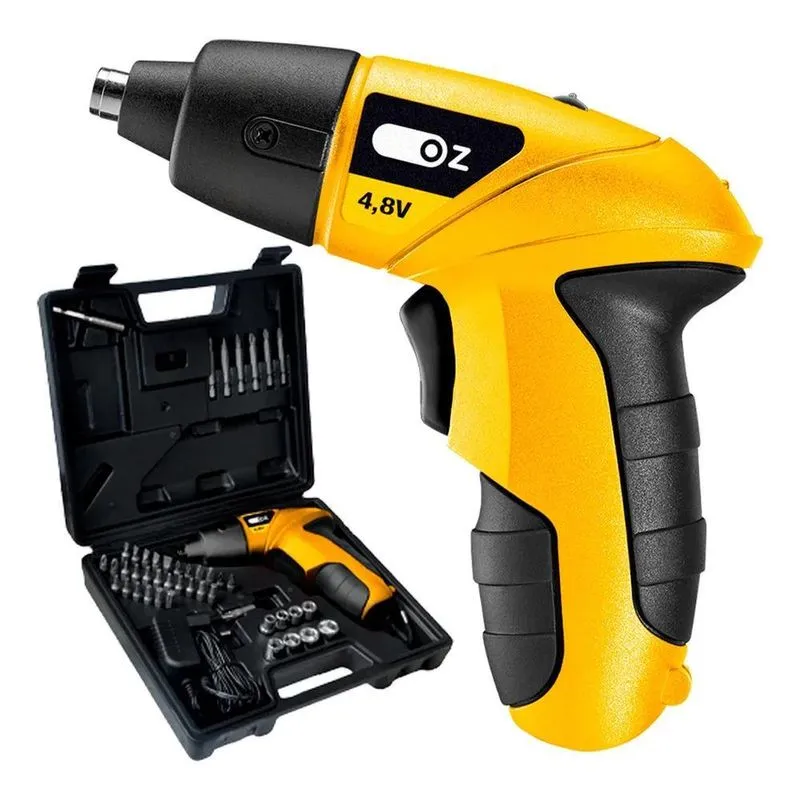 3x Parafusadeira Com Bits Com Maleta Oz Pb500k Amarelo