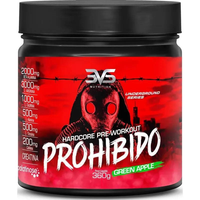 Prohibido Pré Treino 360g - Sabor: Maça Verde - A Combinação