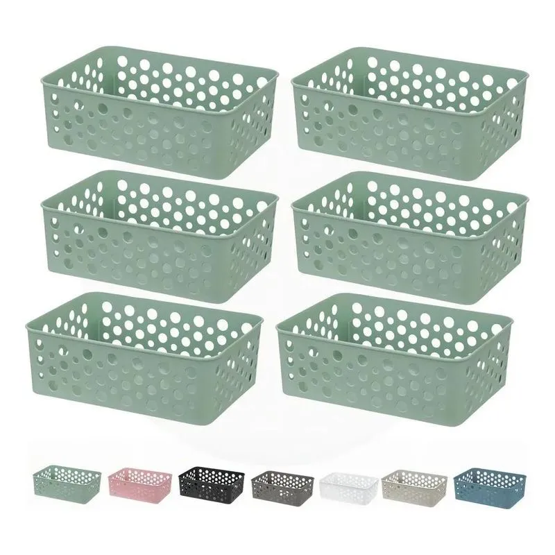 2x Kit 6 Cestos Organizador Armário Gaveta Lavanderia P (19x