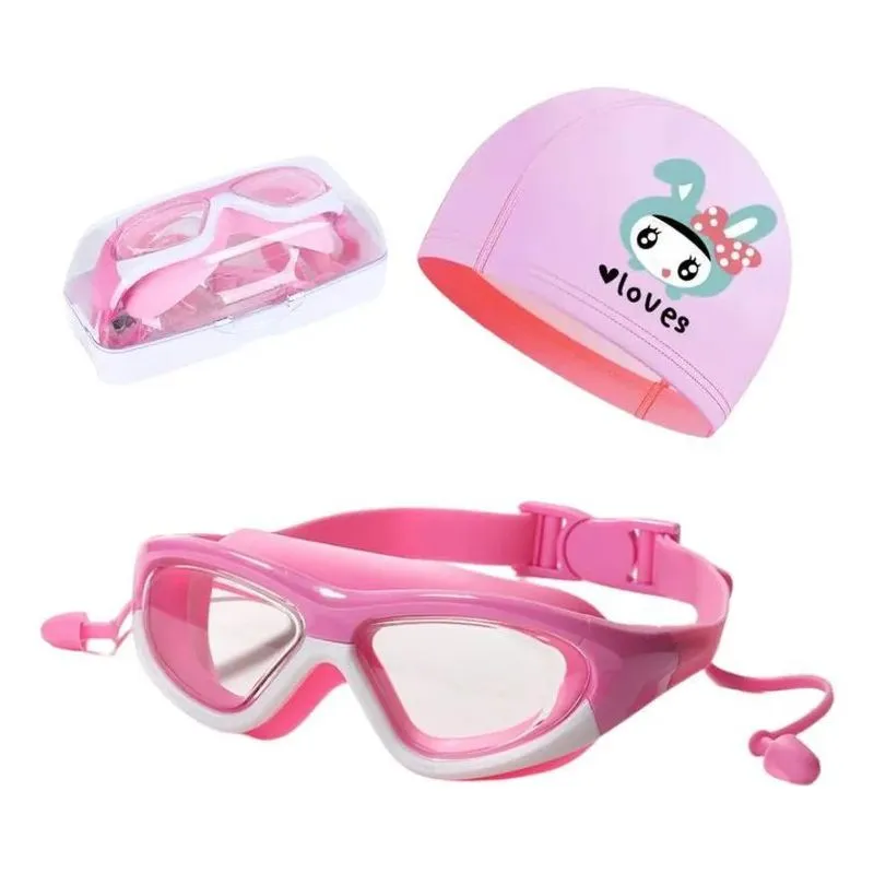 Kit Óculos Touca Natação Hero Band Uv Coleç Rosa Loves
