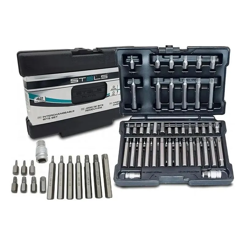 Kit Jogo 42 Peças 1/2 E 3/8 Torx Allen Spline Bits Stels