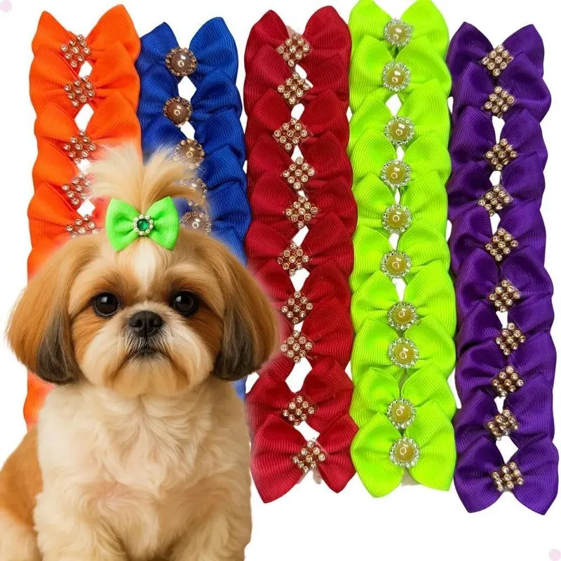 Kit 100 Laços Pet Tamanho M Lacinhos P Sortidos
