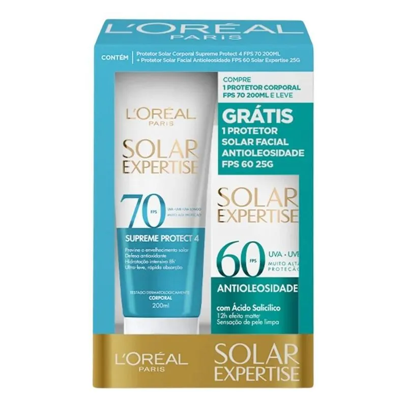 10x Kit Protetor Solar Loréal Paris Fps70 200ml + Facial