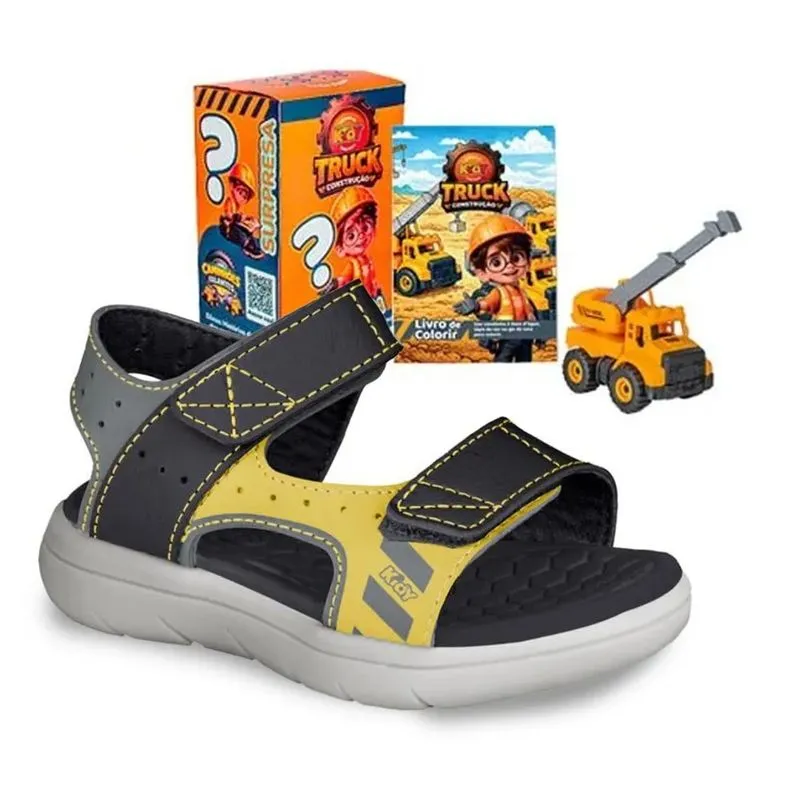 Sandália Kidy Truck Infantil Preta + Brinquedo 22