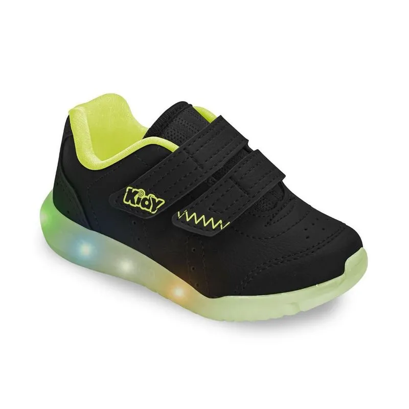 Tênis Kidy Flex Light LED Infantil Preto PRETO/AMARELO NEON - 22
