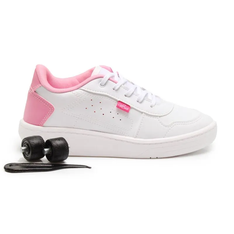 Tênis Kidy com Rodinhas Infantil Branco BRANCO/ROSA CHICLETE - 31