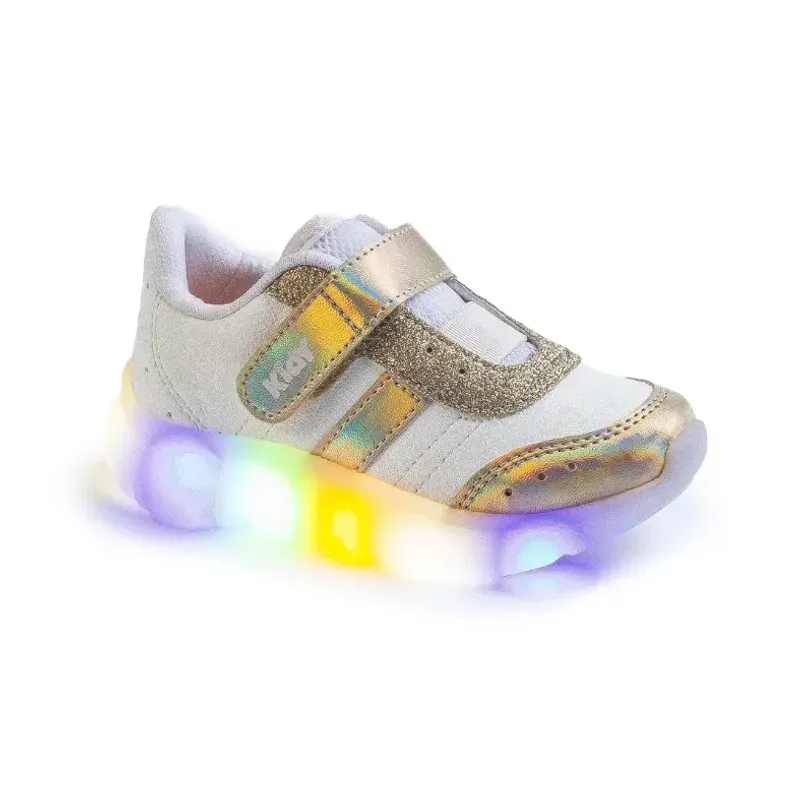 Tênis Kidy Casual Com Luzes Infantil Dourado 22
