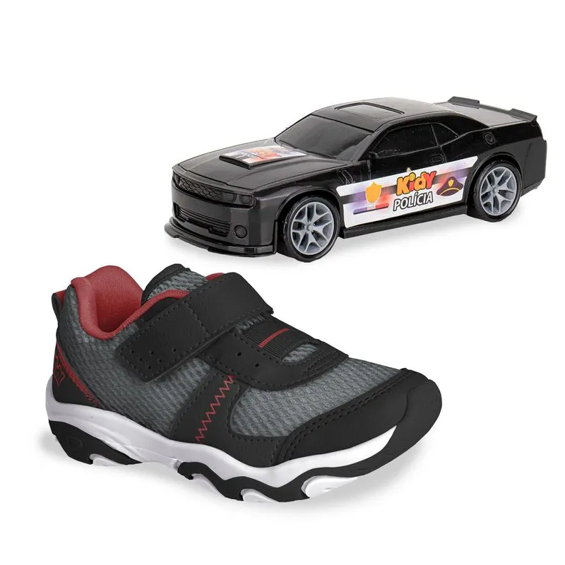Tênis Infantil Kidy Com Carrinho Preto 32
