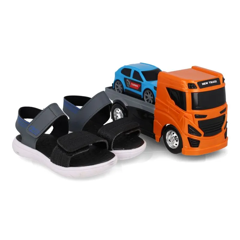 Sandália Papete Kidy Truck Grafite Infantil + Brinquedo 25