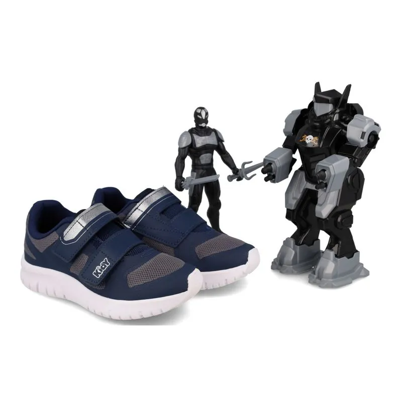 Tênis Casual Kidy Velcro Marinho Infantil + Brinquedo 31