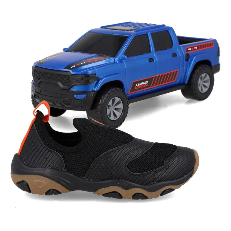 Tênis Kidy Casual Slip On Infantil Preto Laranja 27