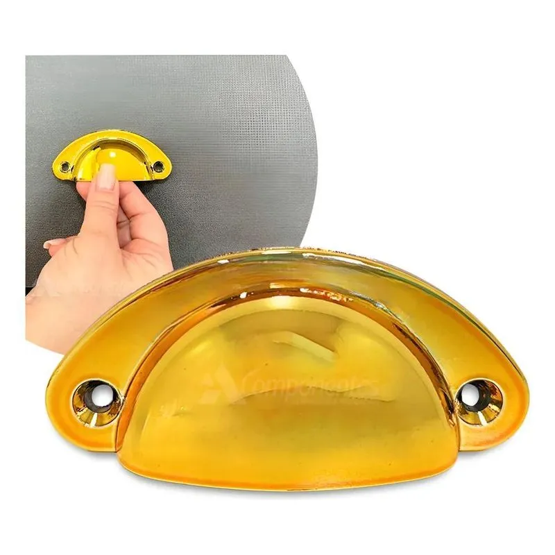 Puxadores Concha Colonial Para Moveis Armários 64mm 6 Doura