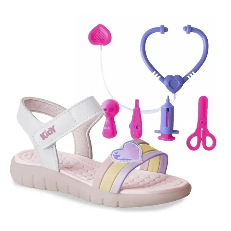 Sandália Kidy Médica Infantil Branca + Brinquedo 32