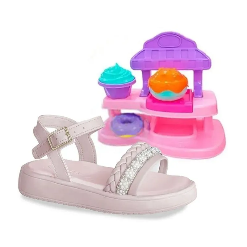 Sandália Kidy Confeiteira Infantil Nude + Brinquedo 25