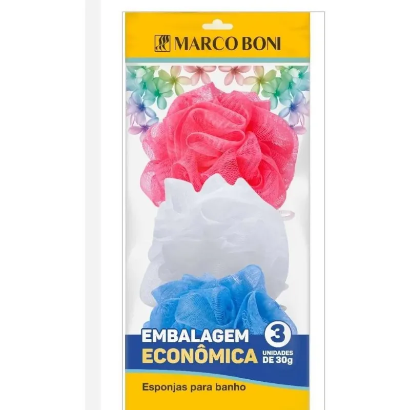 Esponjas Em Naylon Para Banho Macia Kit Com 3 Marco Boni