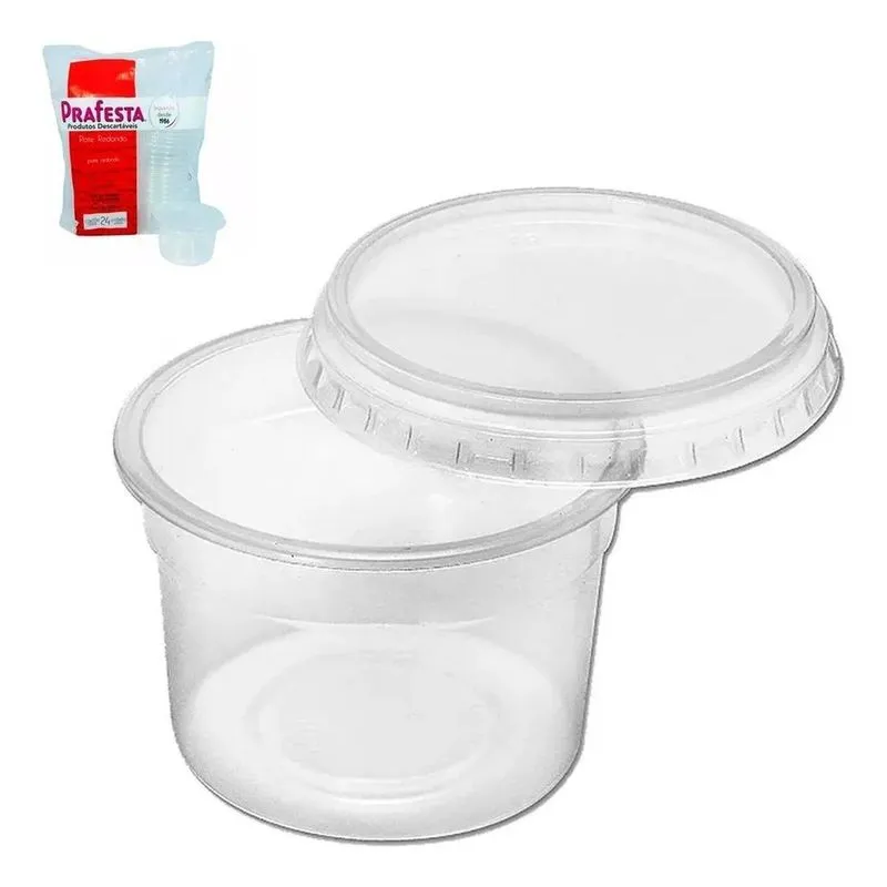2x Pote Redondo Descartável 500ml Tampa Microondas Freezer 2