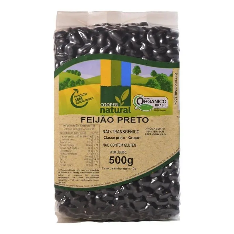5x Feijão Preto Orgânico À Vácuo Coopernatural 500 G.