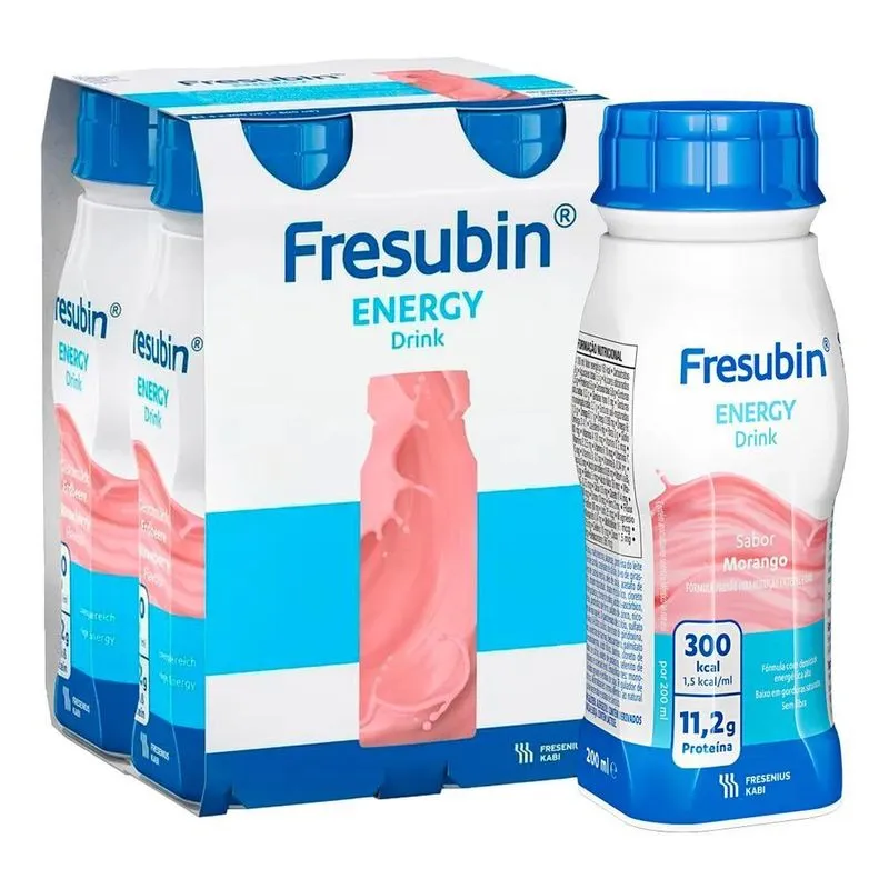 2x Fresubin Energy Drink 200ml - Morango - Kit Com 4