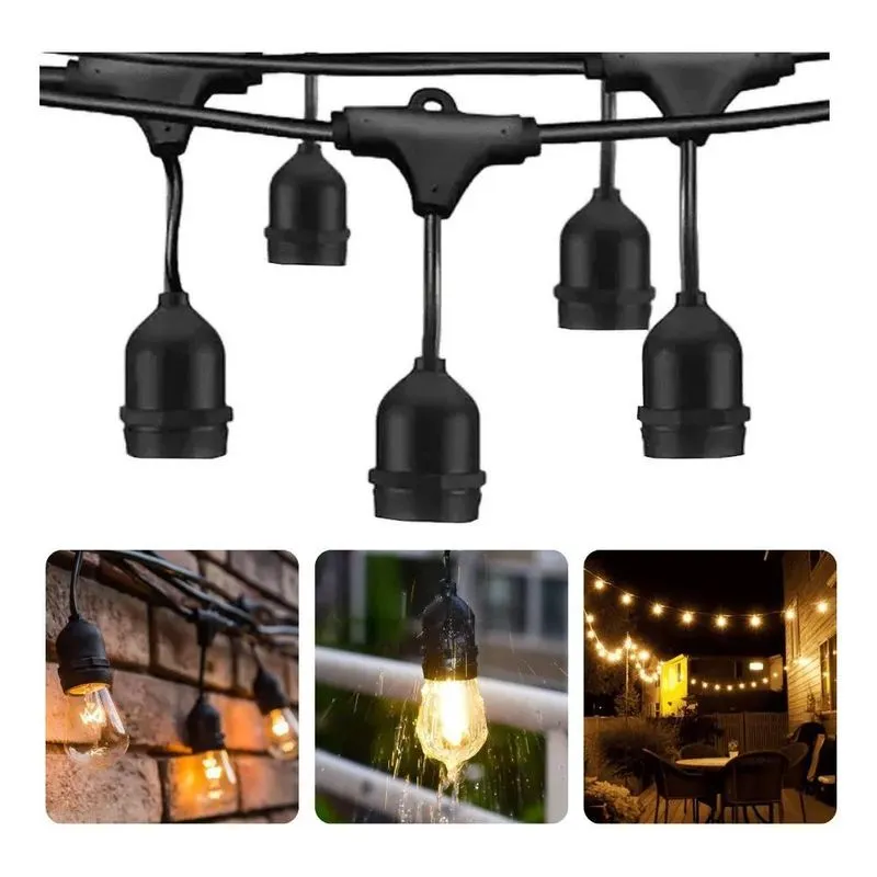 5x Varal De Luzes Cordão Para Festas E Decoração Preto 5m Ip