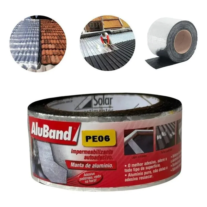 Manta Asfáltica Autoadesiva Alumínio Puro 5cm X 5m Aluband