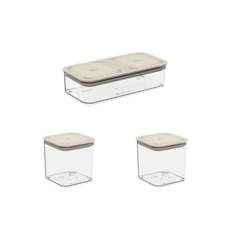 KIT COZA POTES HERMETICOS CINZA 2X 580ML / 1X 530ML