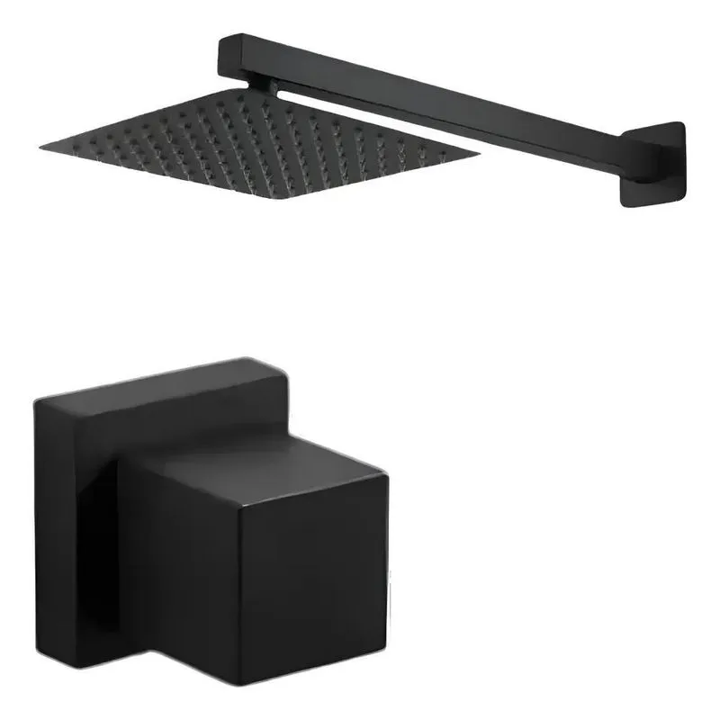 Ducha Para Piscina 20x20 Preto Fosco Metal Inox + 1 Acabam.