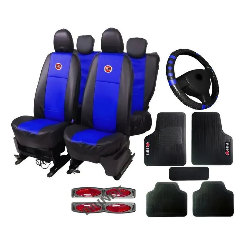 5x Jogo Capa De Banco Couro + Tapete 5 Pçs Palio 96 97 98 99