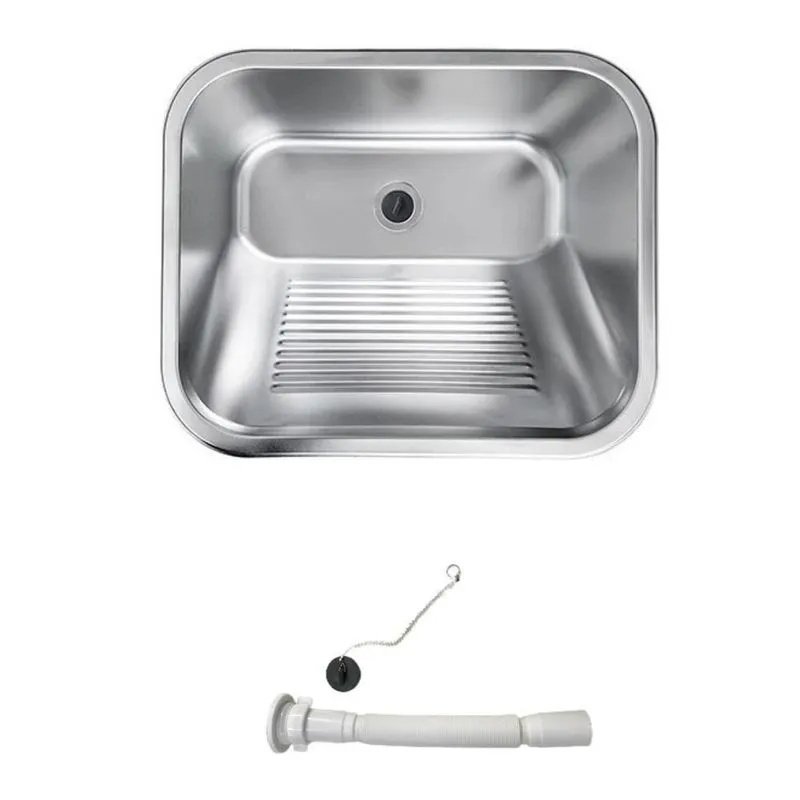 Tanque Lavanderia Aço Inox 201 Belcca 50x45cm Com Válvula E Sifão - Tl201-01