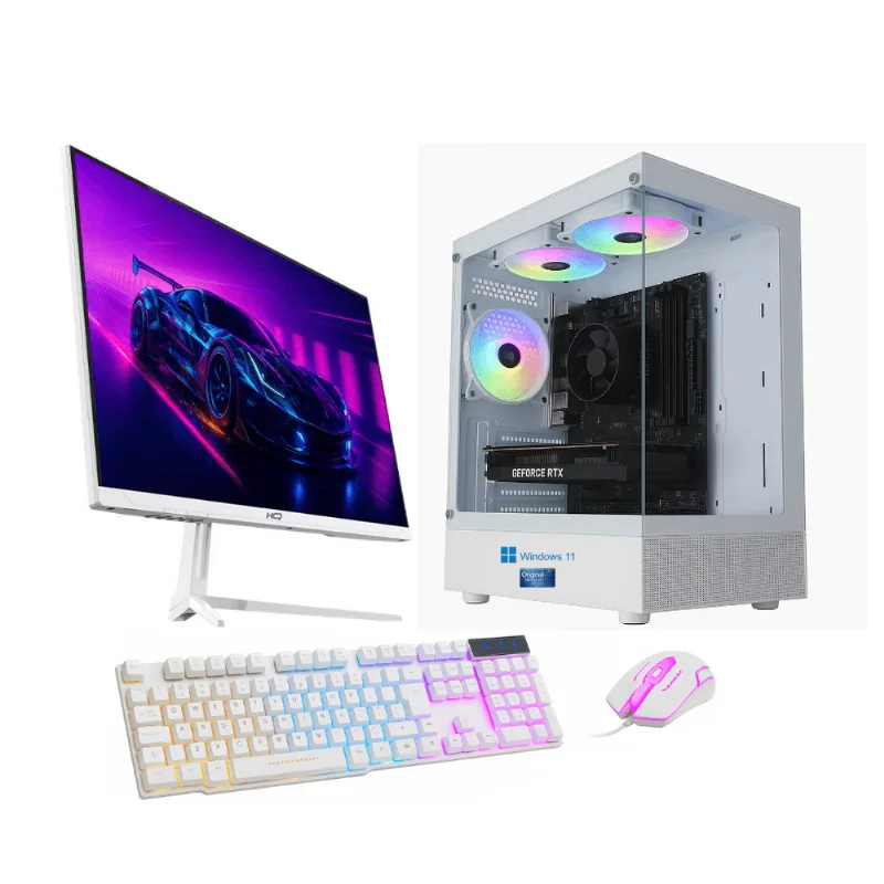 PC Gamer Skill Win Intel Core i3 8100 16GB DDR4 SSD 1TB Nvme GTX 750 4GB Windows 11 Original Monitor 24" 200Hz Branco SK-55 Bivolt