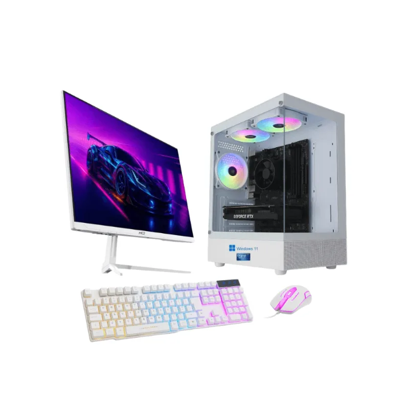 PC Gamer Skill Win Intel Core i5 9400f 16GB DDR4 SSD 1TB Nvme Radeon RX 580 Windows 11 Original Monitor 24" 200Hz Branco SK-76 Bivolt