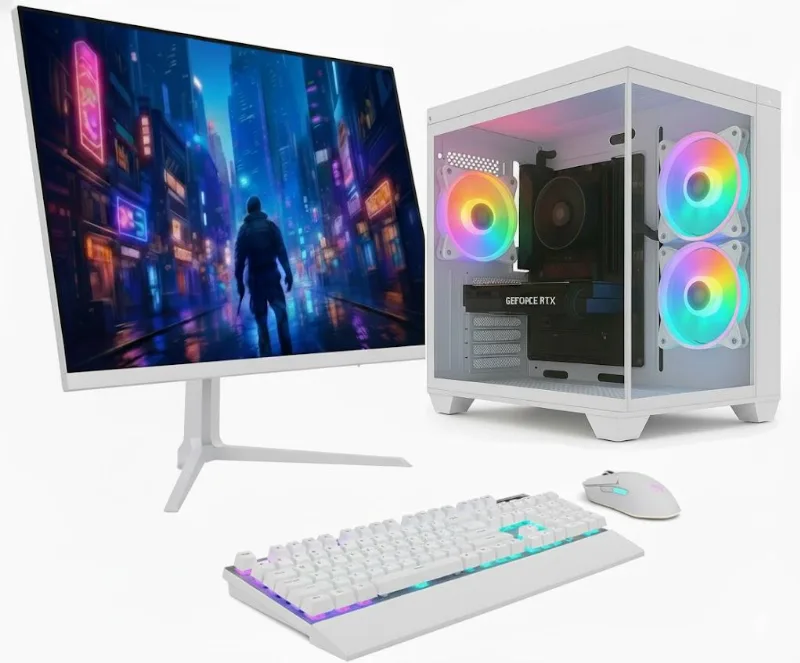 Pc Gamer Skill Apex , Amd Ryzen 5 5500, Geforce Rtx 3050, 16gb Ddr4, Ssd 1tb M.2, Monitor Led 24" 180hz Branco Sap232