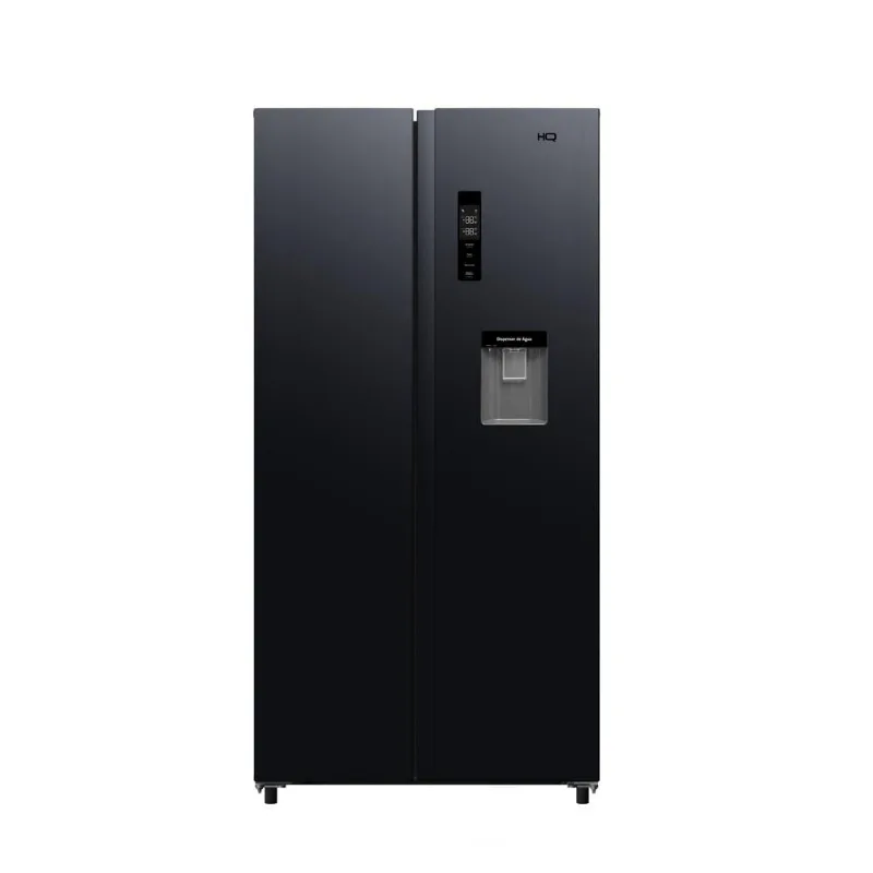 Geladeira Side By Side Frost Free 480 L HQ Inverter com Dispenser de Água Preta HQ-480SBSWD 110V