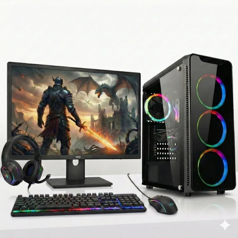 PC Gamer Completo 3green Levelup, AMD Ryzen 5, Gráficos Radeon RX Vega 11, 8GB DDR4, SSD 512GB, Monitor 21,5" 100Hz