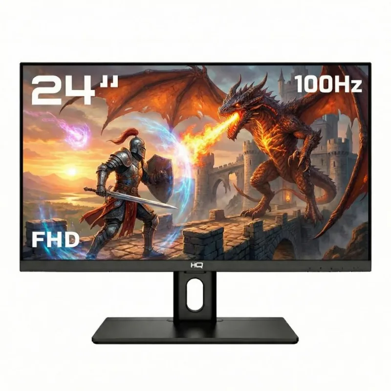Monitor Gamer HQ 24”, 100Hz Full HD, Ergonômico, Ajuste de Altura e Rotação, HDMI, DP,VESA, frameless HQ24AJ100G