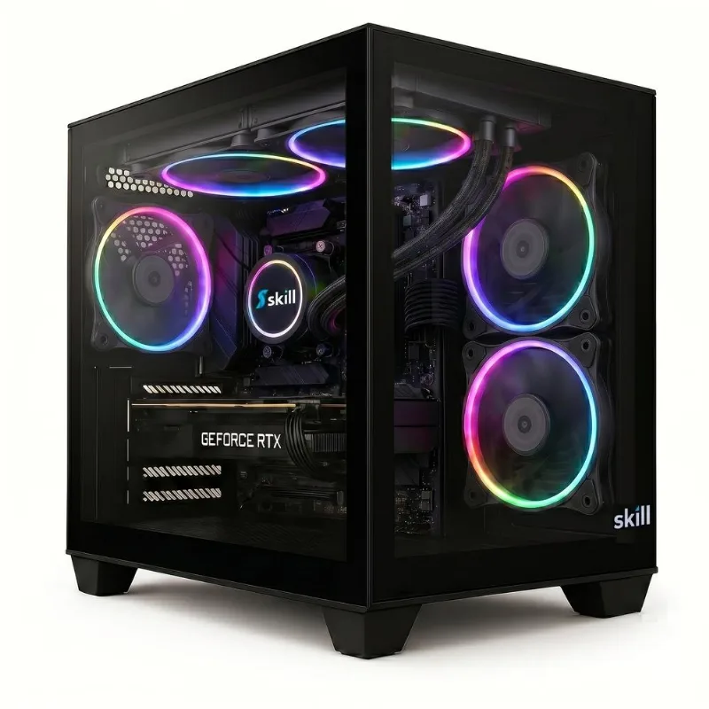 PC Gamer Aquário Skill AMD Ryzen 7 5700X, RTX 5060 8GB, 16GB DDR4, SSD 1TB, Windows 11 Pro, Watercooler Apex Preto SW007