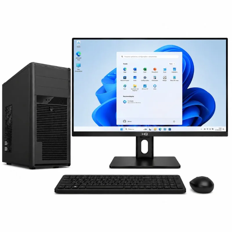 Computador Completo 3Green Intel i5 12400F, 8GB Ddr4, SSD 512GB, Wifi, Geforce GT 2GB, Monitor 21,5 Full HD, Windows 11 Pro Preto 3G039 Bivolt Bivolt