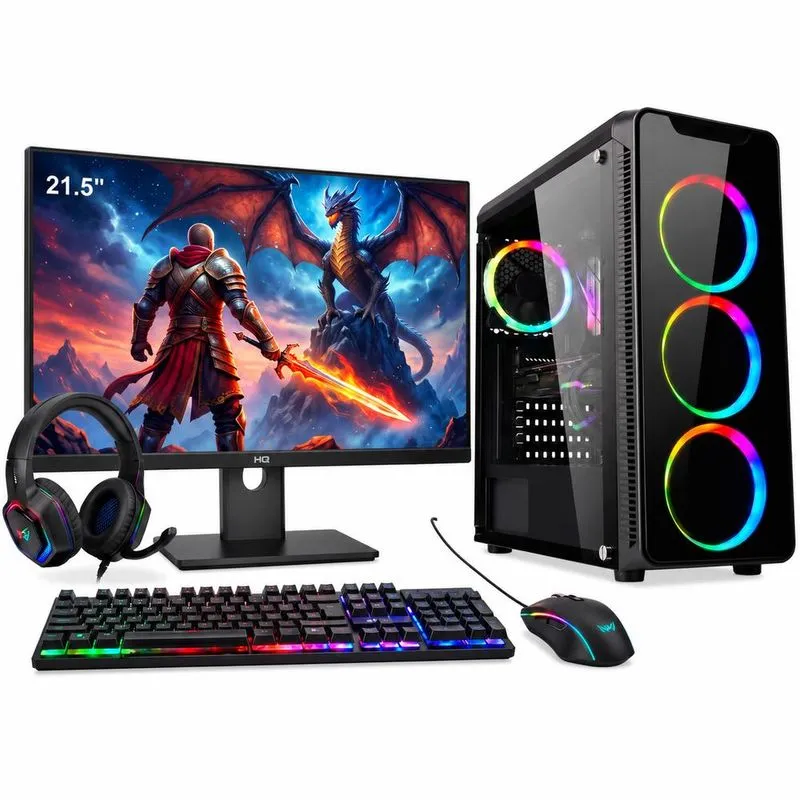 PC Gamer 3green Intel Core i7 6700, GTX 1650 4GB, 16GB, SSD 1TB, Monitor LED 21,5", Windows 10 Pro Preto 3GGW20