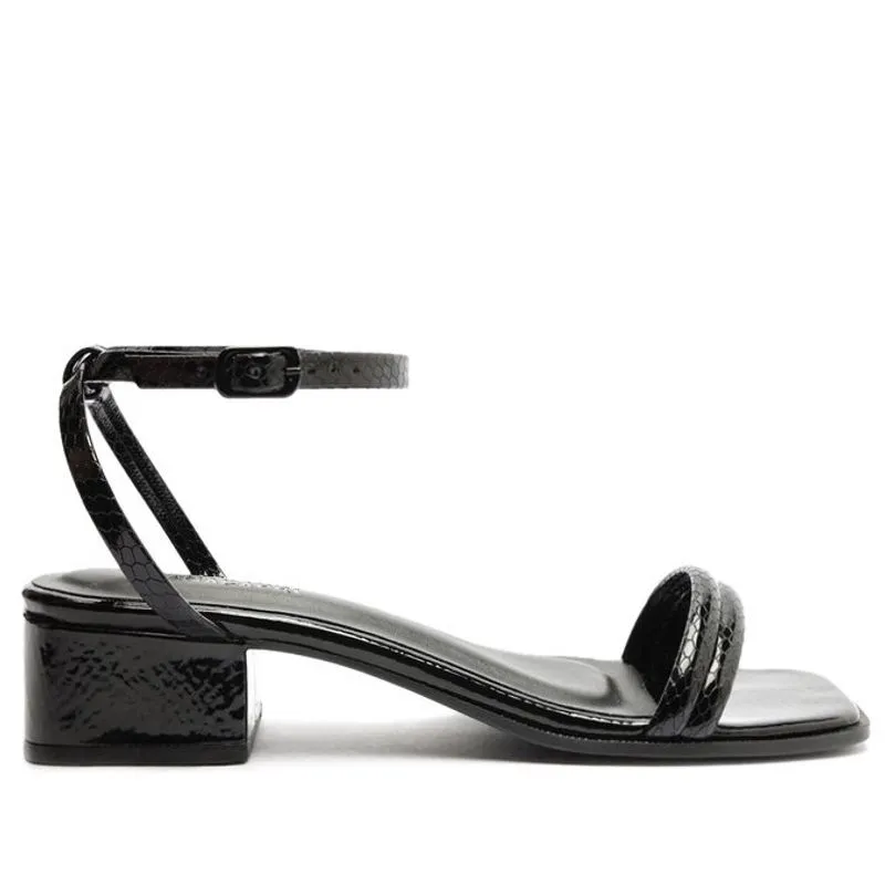 Sandália preta snake salto bloco C 30530 0002 0003 anacapri